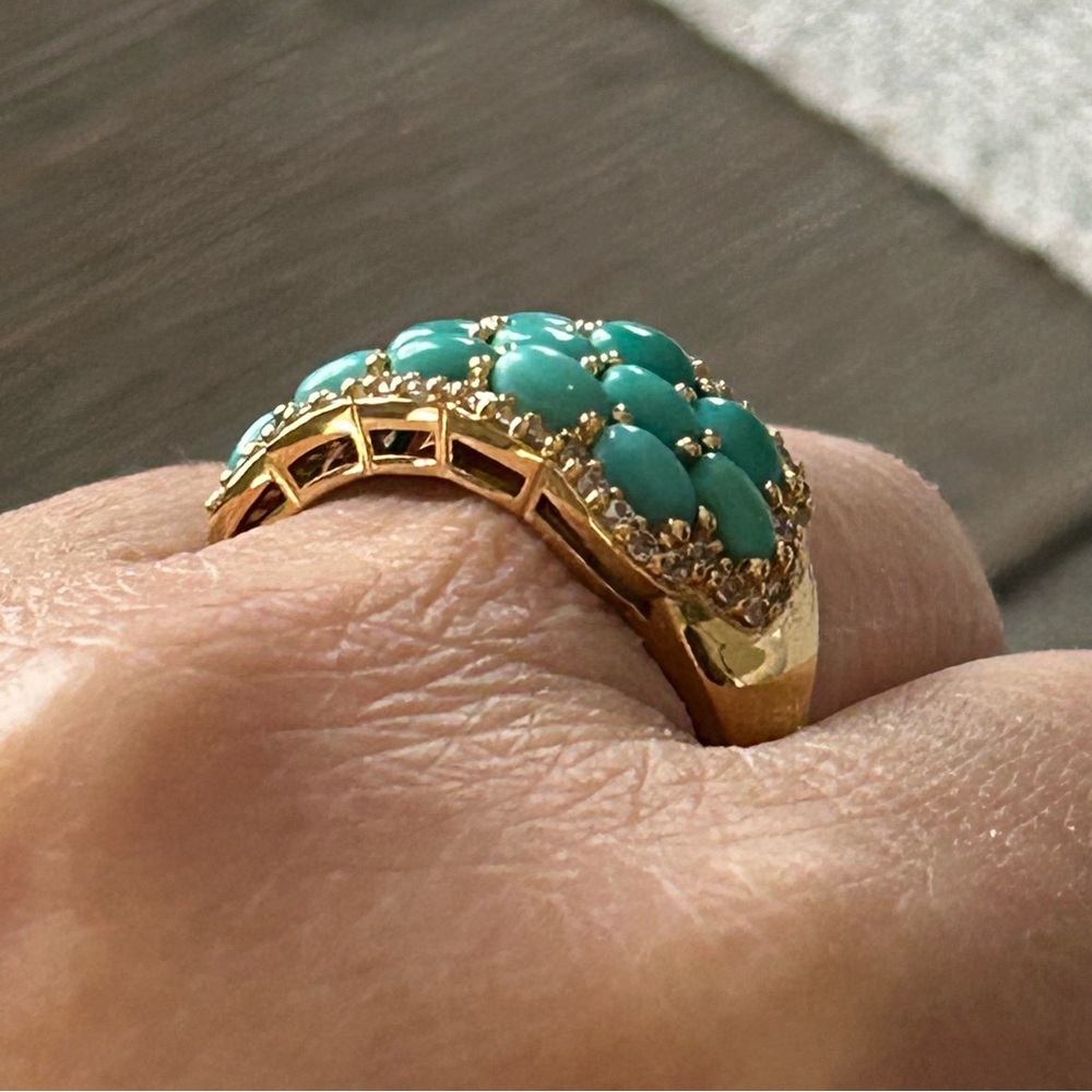 Sleepy beauty turquoise cabochon 14k Gold ring size 10 - Picture 11 of 16